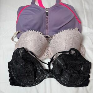 Victoria’s Secret Bra Bundle 3 Bras 34DD Victoria Sport Lace